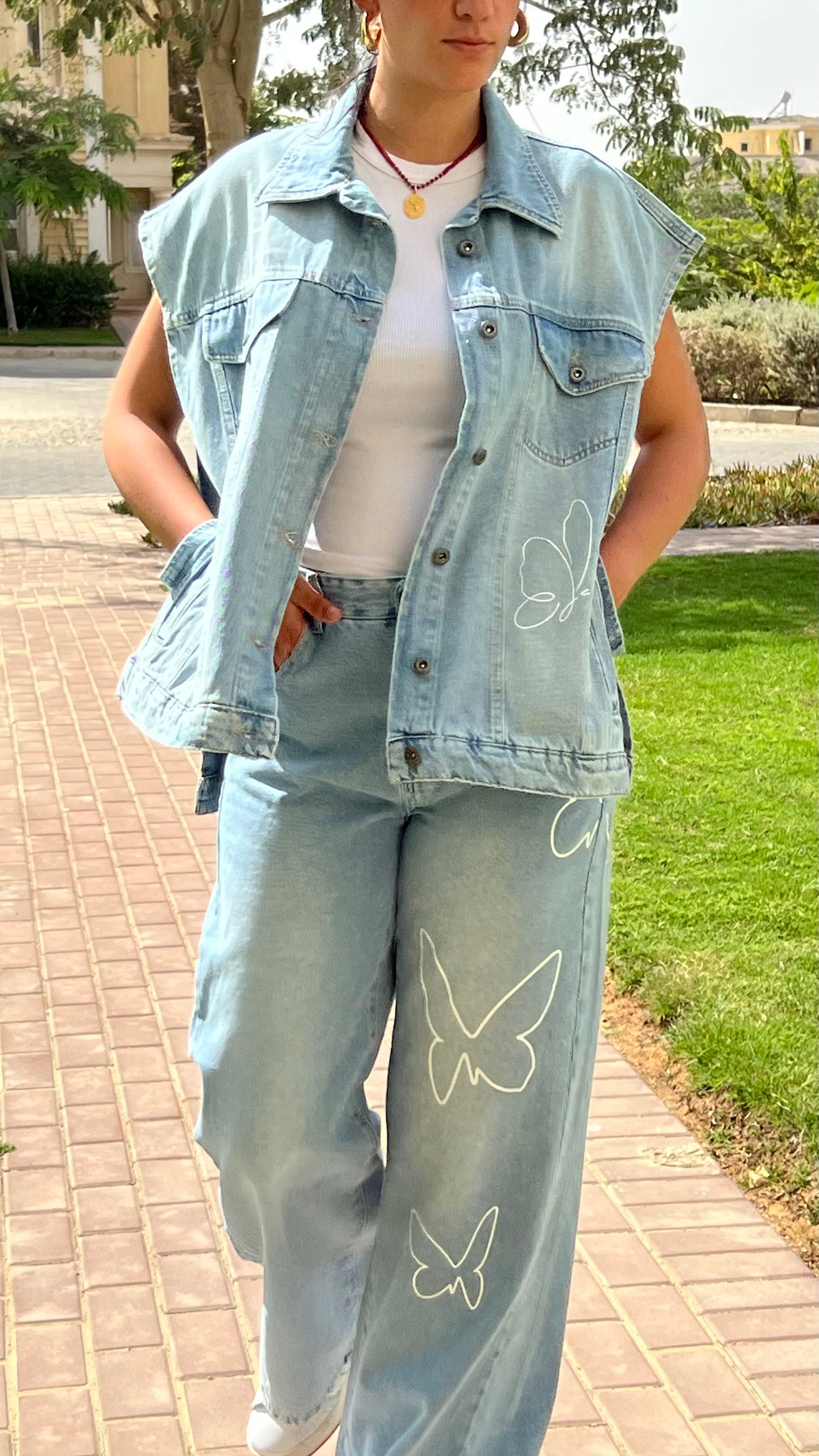 Jeans Set with Butterfly print