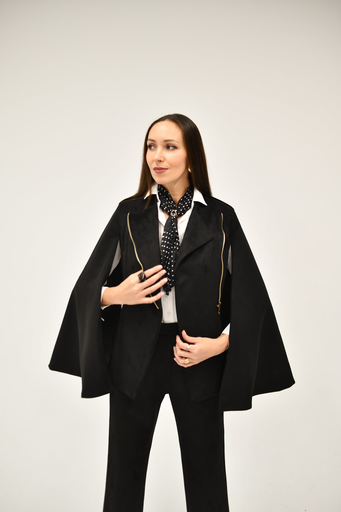 The Black Suede Cape Set