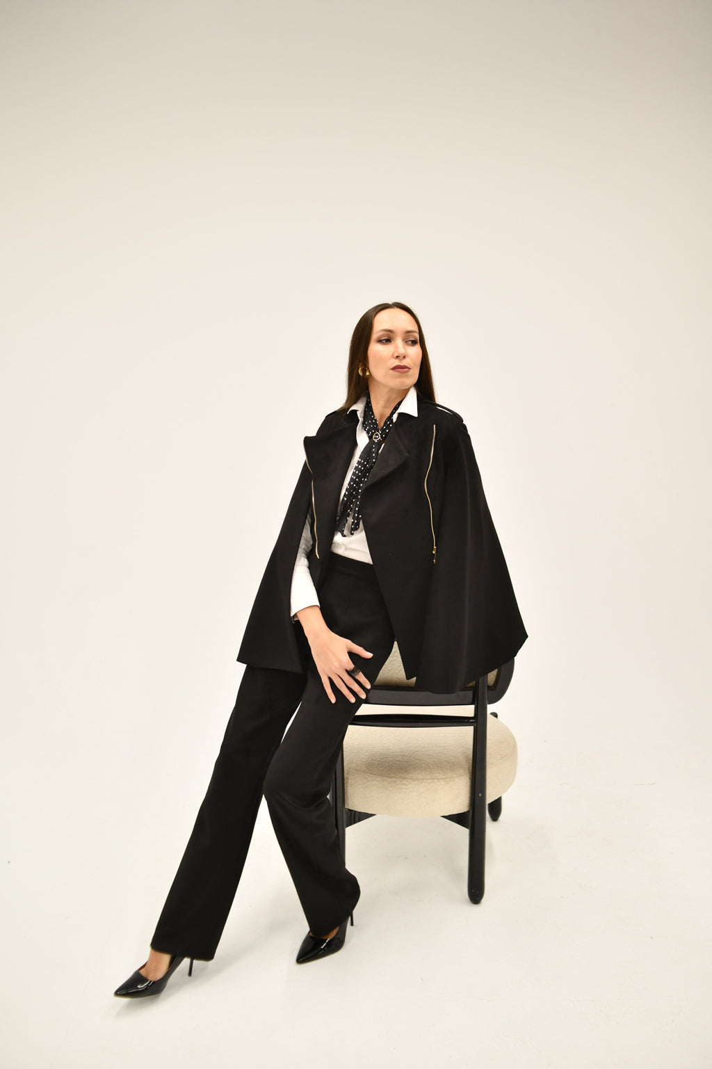 The Black Suede Cape Set