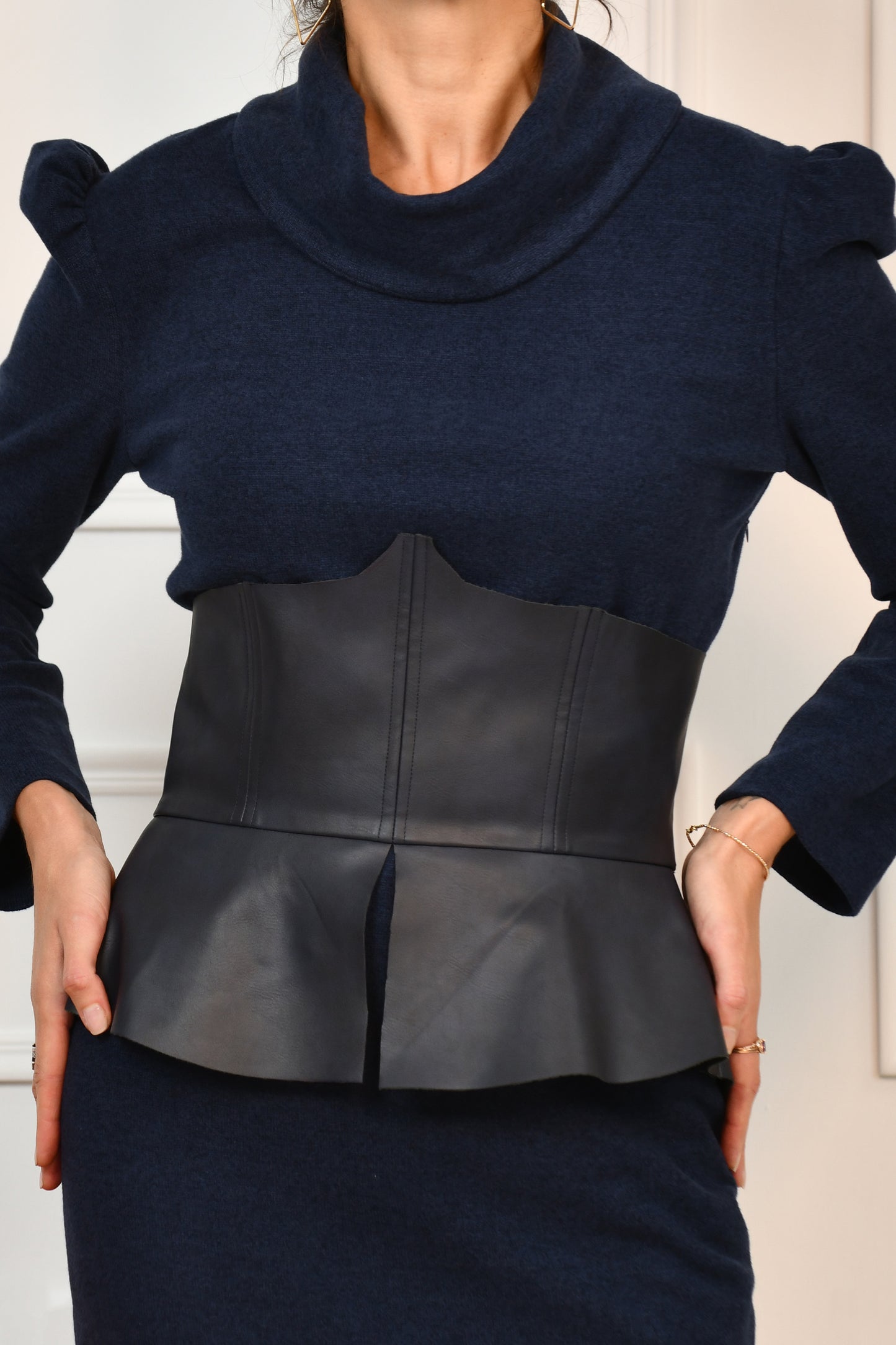 The Leather Corset Wool Dress